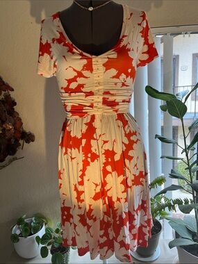 Maeve Red & Cream Floral Midi Dress